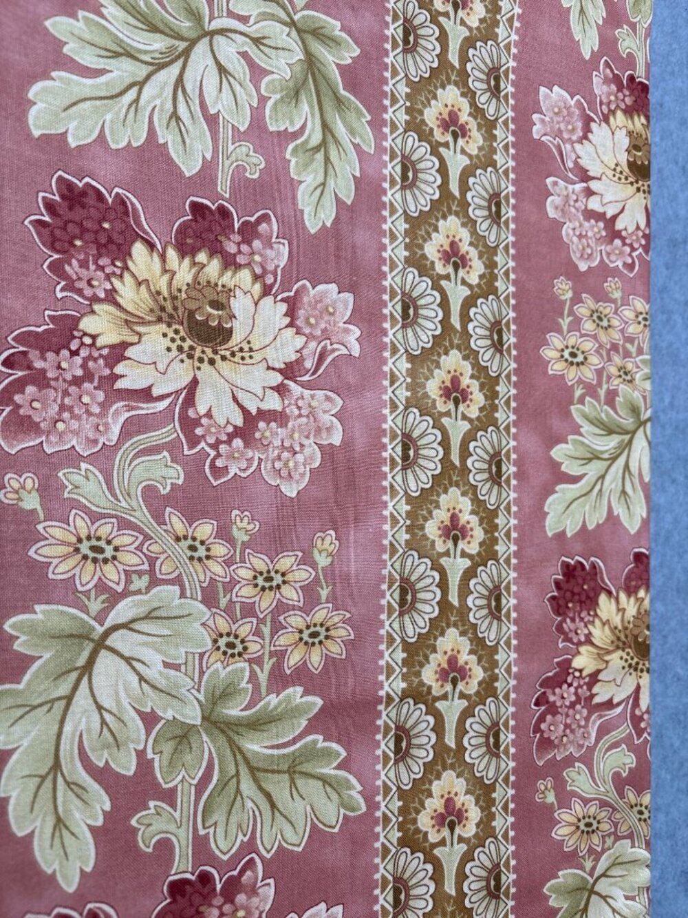 19" x 44" Pink Floral Striped Cotton Fabric by Blackbird Design Moda - Picture 2 of 6